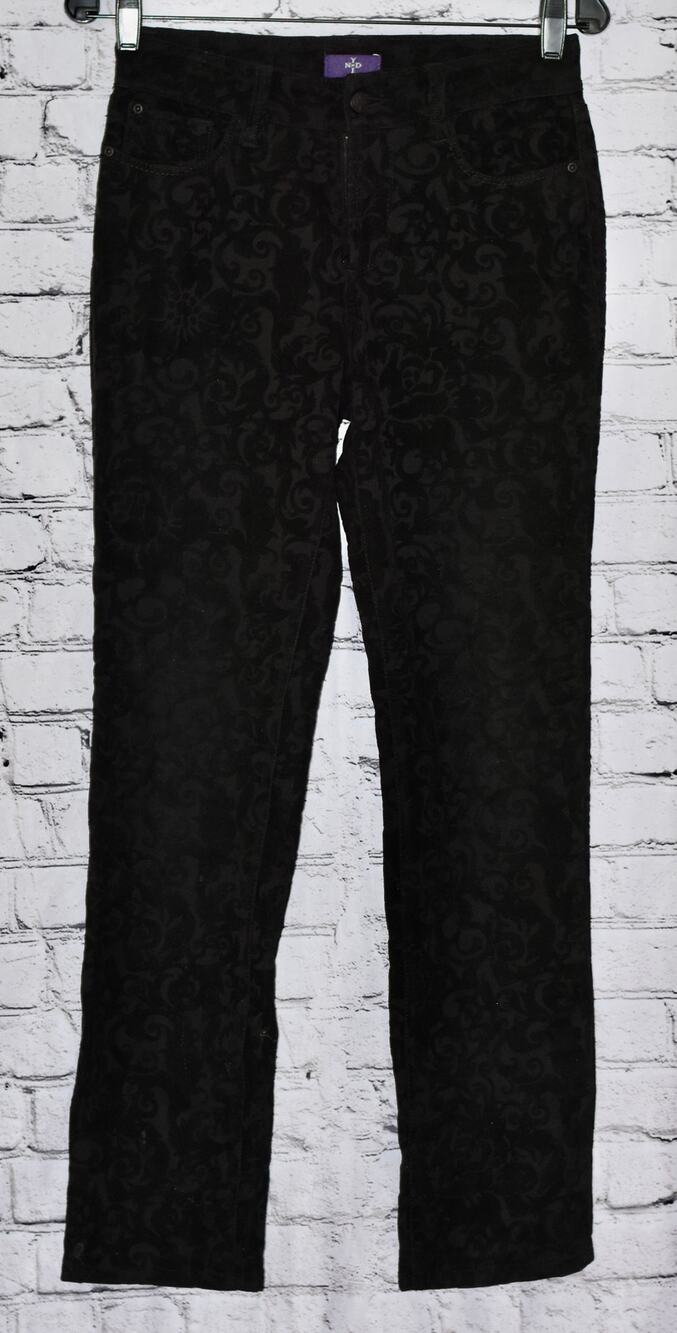 NYDJ Women's Floral Velvet Brocade Jacquard Stretchy Casual Jean Pants Size 0